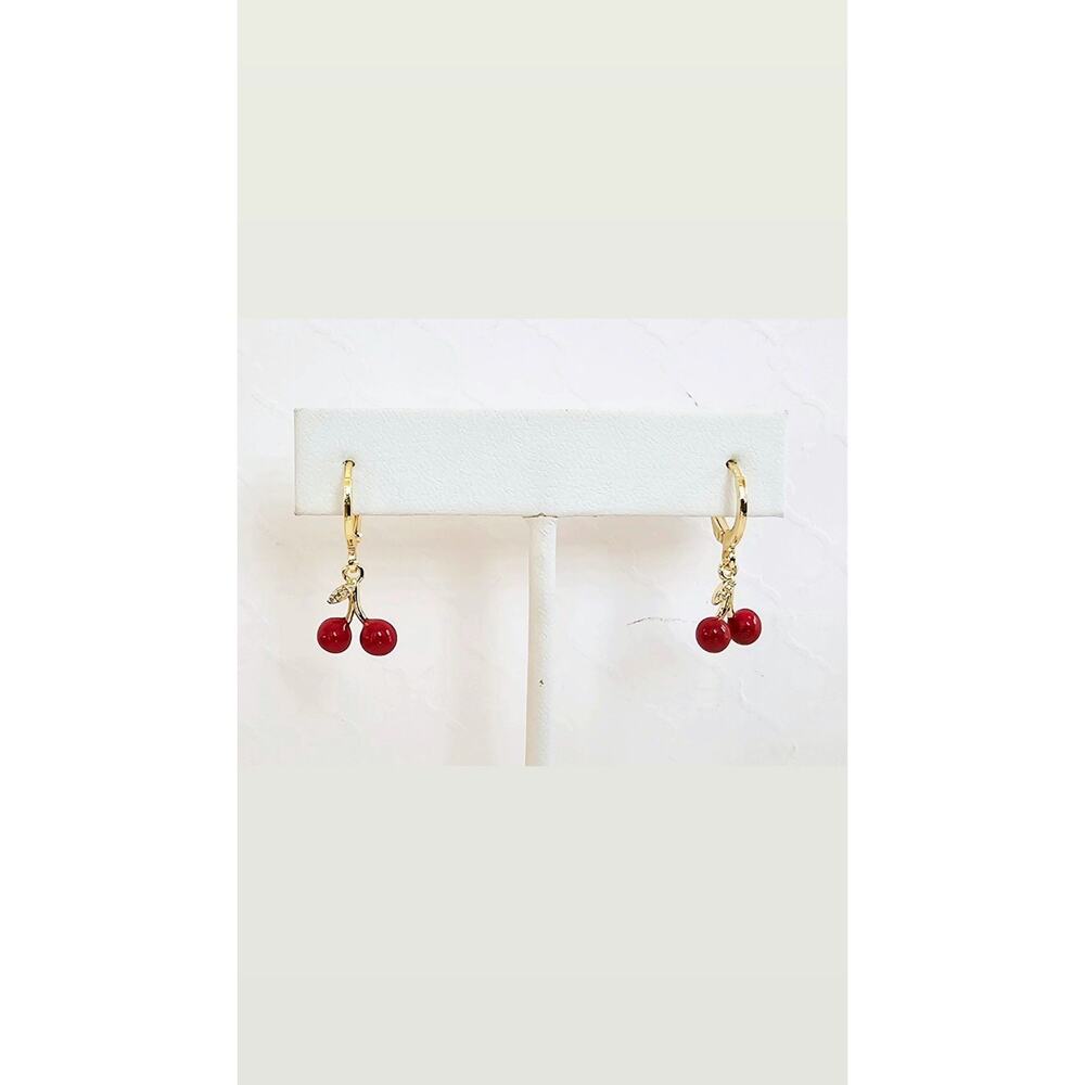 Whimsy Cherry Leverback Earrings